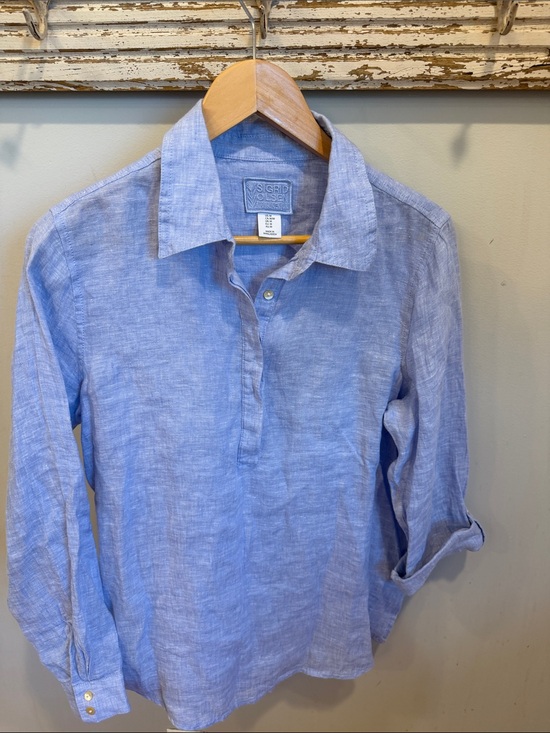 Sigrid Olsen Tops - Sigrid Olsen Blue Linen Top size medium